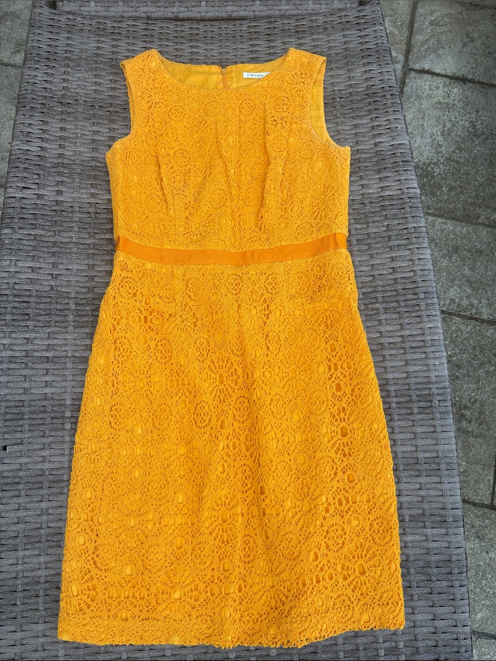 Trina Turk Bright Yellow Lace Midi Sheath Dress
